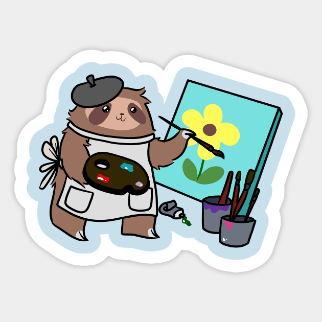 Artist Painter Sloth Sticker by saradaboru